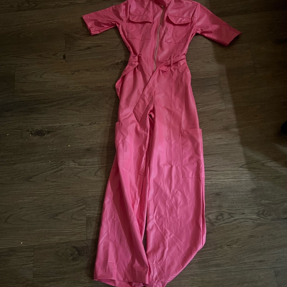 Pink Jumpsuit with Zipper Front